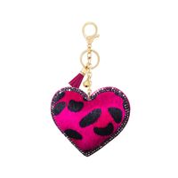 Korean Velvet Leopard Love Type Diamond Small Gift Keychain Pendant Bell Tassel Accessories Car Luggage Ornaments sku image 1