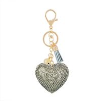Gifts New Diamond Velvet Alloy Keychain Pendant Peach Heart Bear Christmas Accessories sku image 17