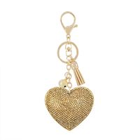 Gifts New Diamond Velvet Alloy Keychain Pendant Peach Heart Bear Christmas Accessories sku image 1