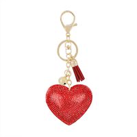 Gifts New Diamond Velvet Alloy Keychain Pendant Peach Heart Bear Christmas Accessories sku image 20