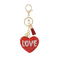 Gifts New Diamond Velvet Alloy Keychain Pendant Peach Heart Bear Christmas Accessories sku image 25
