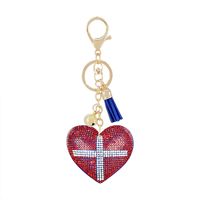 Gifts New Diamond Velvet Alloy Keychain Pendant Peach Heart Bear Christmas Accessories sku image 2