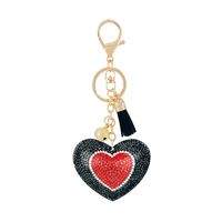 Gifts New Diamond Velvet Alloy Keychain Pendant Peach Heart Bear Christmas Accessories sku image 3