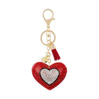 Gifts New Diamond Velvet Alloy Keychain Pendant Peach Heart Bear Christmas Accessories sku image 4