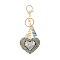 Gifts New Diamond Velvet Alloy Keychain Pendant Peach Heart Bear Christmas Accessories sku image 5