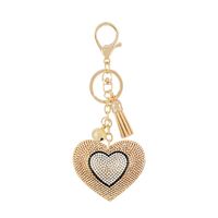 Gifts New Diamond Velvet Alloy Keychain Pendant Peach Heart Bear Christmas Accessories sku image 6