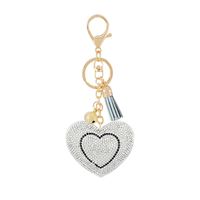Gifts New Diamond Velvet Alloy Keychain Pendant Peach Heart Bear Christmas Accessories sku image 7