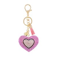Gifts New Diamond Velvet Alloy Keychain Pendant Peach Heart Bear Christmas Accessories sku image 8