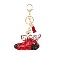 Gifts New Diamond Velvet Alloy Keychain Pendant Peach Heart Bear Christmas Accessories sku image 9