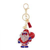 Gifts New Diamond Velvet Alloy Keychain Pendant Peach Heart Bear Christmas Accessories sku image 10