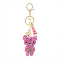 Gifts New Diamond Velvet Alloy Keychain Pendant Peach Heart Bear Christmas Accessories sku image 32