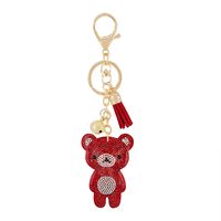 Gifts New Diamond Velvet Alloy Keychain Pendant Peach Heart Bear Christmas Accessories sku image 15