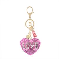 Gifts New Diamond Velvet Alloy Keychain Pendant Peach Heart Bear Christmas Accessories sku image 26