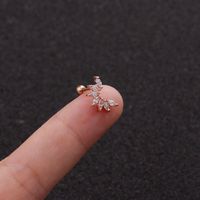 Simple Style Triangle Round Water Droplets Stainless Steel Copper Inlaid Zircon Ear Studs 1 Piece sku image 7