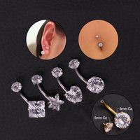 Fashion Star Stainless Steel Artificial Gemstones Belly Ring sku image 7