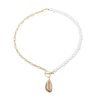 Fashion Natural Shell Pearl Pendant Creative Asymmetrical Women's Necklace sku image 1