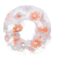 Romantic Pink Blue Sweet Embroidery Flower Hair Ring Organza Ring Head Rope Wholesale sku image 1
