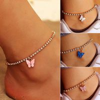 Fashion Shiny Rhinestone Butterfly Pendant Alloy Anklet Foot Ornaments Wholesale main image 1