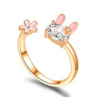 Korea Cute Bunny Sweet Girl Heart Flower Finger Ring Wholesale main image 1