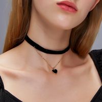 Fashion Flannel  Love Pendant Double Necklace Clavicle Chain main image 2