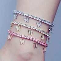 Creative Rhinestone Small Butterfly Anklet  Tassel Foot Decoration Wholesale main image 1