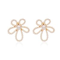 S925 Silver Needle Pearl Flower Simple Sweet Gradient Hollow Flower Boucles D&#39;oreilles main image 6