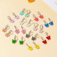 Korean Best Selling Sweet Color Diamond Colorful Acrylic Butterfly Earrings Wholesale main image 1