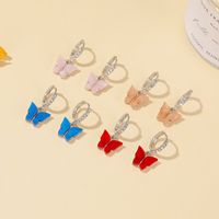 Korean Best Selling Sweet Color Diamond Colorful Acrylic Butterfly Earrings Wholesale main image 4
