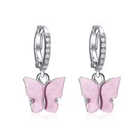 Korean Best Selling Sweet Color Diamond Colorful Acrylic Butterfly Earrings Wholesale main image 6