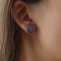 Simple Style Round Stainless Steel Gem Earrings Ear Studs main image 4