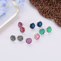 Simple Style Round Stainless Steel Gem Earrings Ear Studs main image 5
