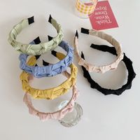Korean Knotted Woven Fashion Folds Solid Color Wide-brimmed Cute Non-slip Headband  Wholesale main image 4