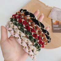 Koreanische Perle Strass Gewebt Dünnkantige Einfache Welle Stirnband Großhandel main image 6