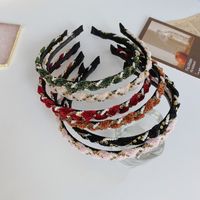 Korean Pearl Rhinestone Woven Thin-edged Simple Wave Headband  Wholesale main image 5