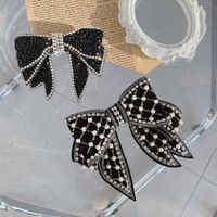 Korean Crystal Pearl Bow Hairpin Top Clip  Wholesale main image 1