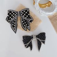 Korean Crystal Pearl Bow Hairpin Top Clip  Wholesale main image 4