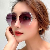 Rimless Diamond Sunglasses  Polygon Sunglasses  Piece Gradient Color Glasses main image 4