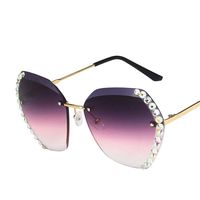 Rimless Diamond Sunglasses  Polygon Sunglasses  Piece Gradient Color Glasses main image 6