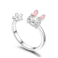 Korea Cute Bunny Sweet Girl Heart Flower Finger Ring Wholesale sku image 1