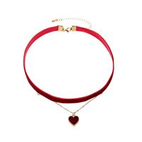 Fashion Flannel  Love Pendant Double Necklace Clavicle Chain sku image 3