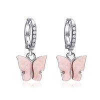 Coréen Meilleure Vente Boucles D&#39;oreilles Papillon Acrylique Coloré Diamant Couleur Douce En Gros sku image 8
