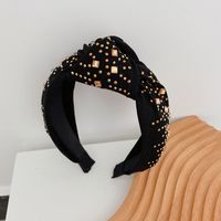 Hot Diamond Knotted Wide-brimmed Velvet Rhinestone Non-slip Simple Headband Wholesale sku image 2