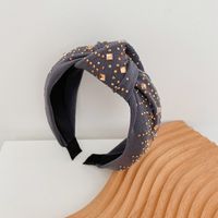 Hot Diamond Knotted Wide-brimmed Velvet Rhinestone Non-slip Simple Headband Wholesale sku image 3