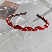 Koreanische Perle Strass Gewebt Dünnkantige Einfache Welle Stirnband Großhandel sku image 1