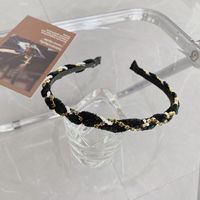Korean Pearl Rhinestone Woven Thin-edged Simple Wave Headband  Wholesale sku image 3