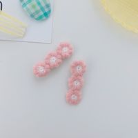 Koreanische Kleine Gänseblümchen Blume Wolle Rand Clip Süßigkeiten Farbe Pony Haarnadel Großhandel sku image 5