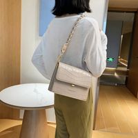 Simple And Versatile Solid Color Woven One-shoulder  Bag  Stone Grain Messenger Bag main image 5