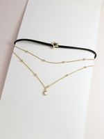 Hot-selling Fashion Three-layer Star And Crescent Alloy Necklace With Diamonds main image 3