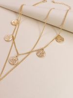 New  Double Gold Coin Cross Alloy Pendant Necklace main image 5