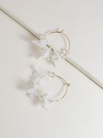 Boucles D&#39;oreilles En Alliage De Fleur Blanche En Cristal Acrylique main image 4